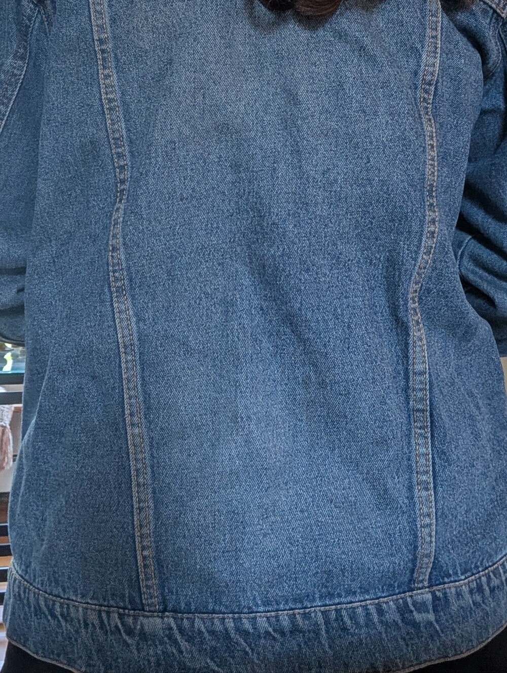Denim Patch Jacket - Blue Casual Women's Coat - Picture 2 of 6